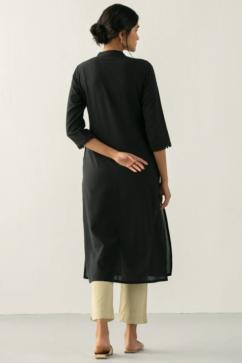 Kashida Maya Black Handloom Kurta - Image 7