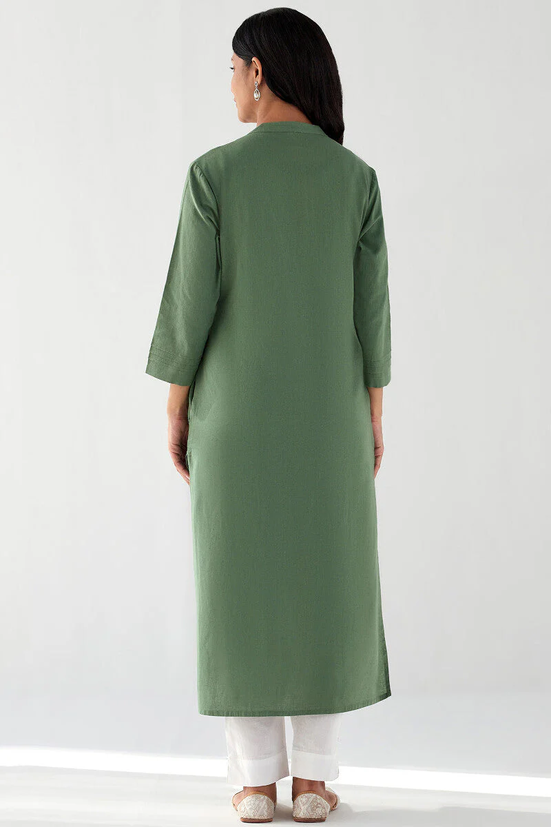 Kashida Meera Flax Cotton Kurta - Image 7