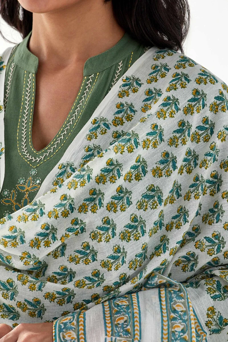Kashida Meera Sanganeri Dupatta - Image 2