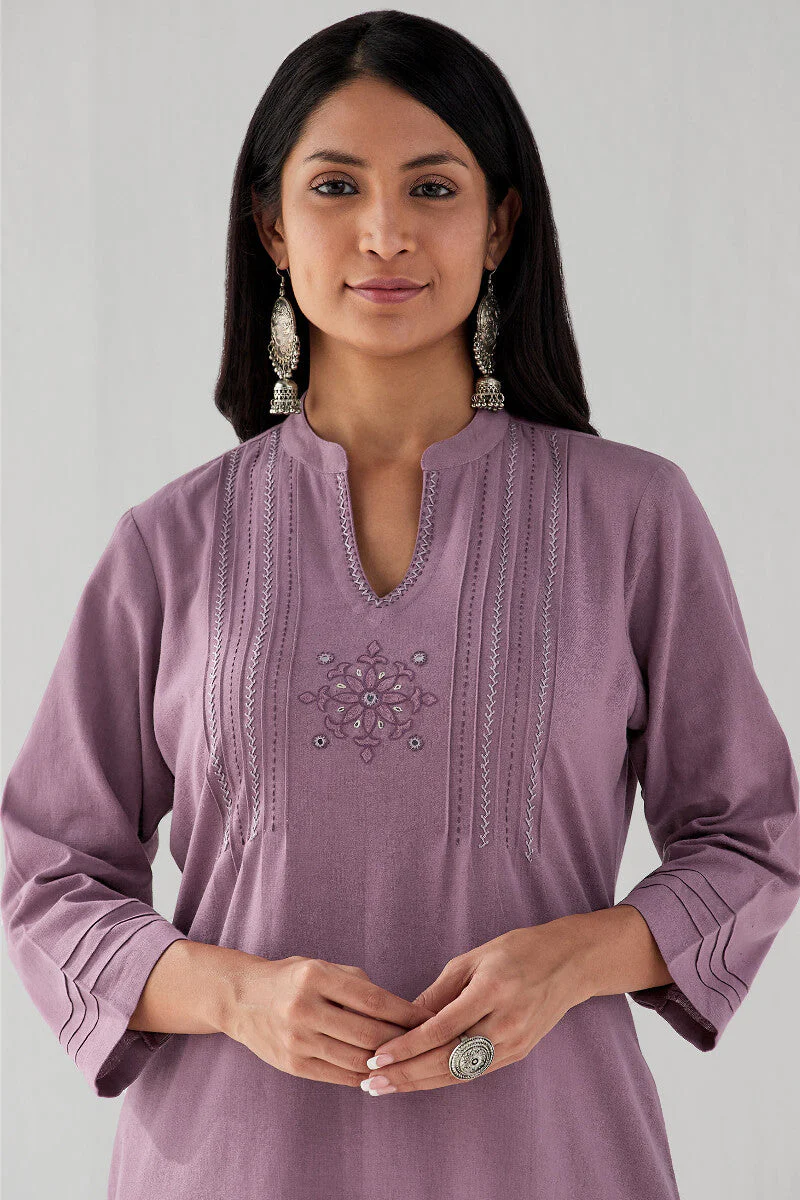Kashida Nusrat Flax Cotton Kurta