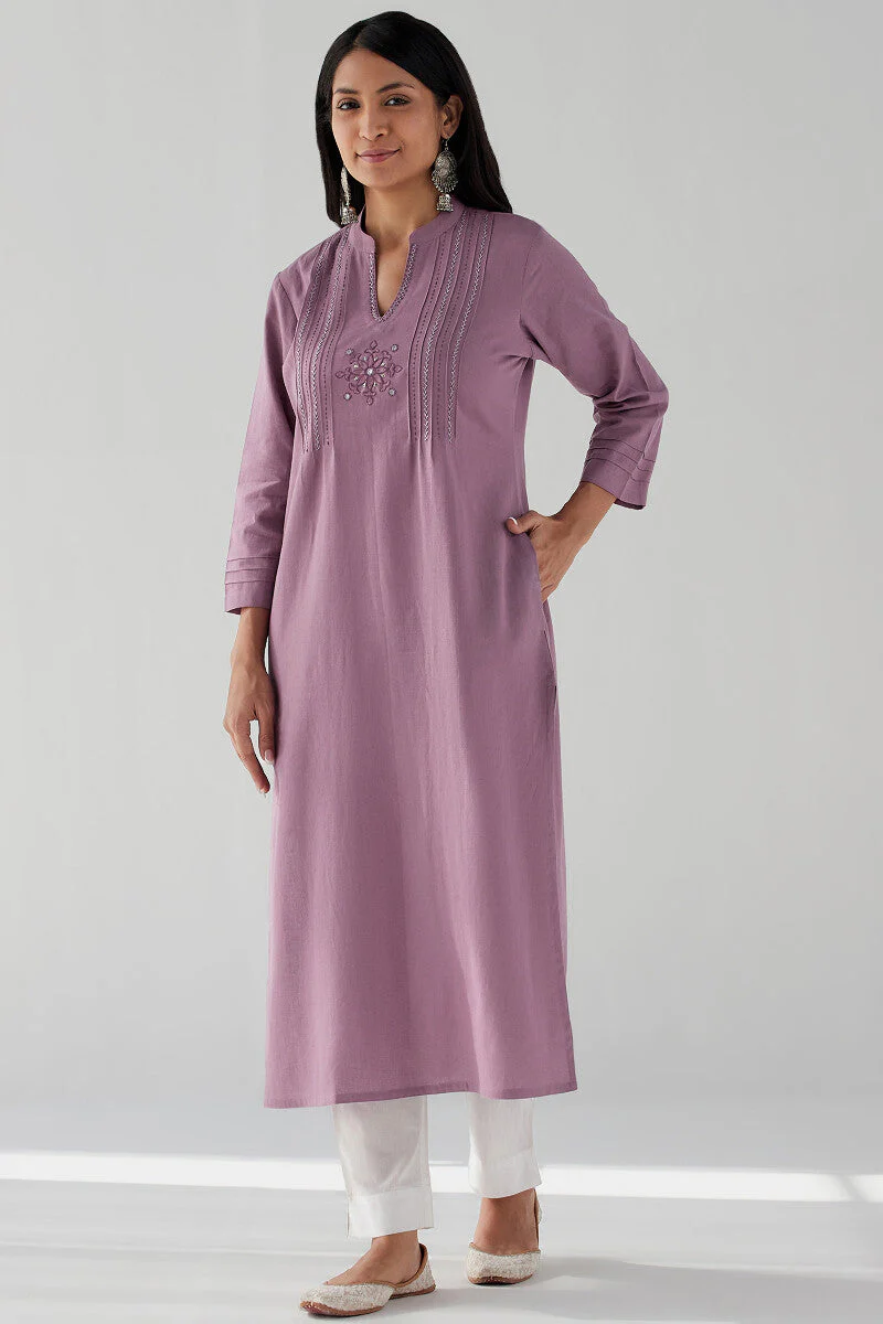 Kashida Nusrat Flax Cotton Kurta - Image 2