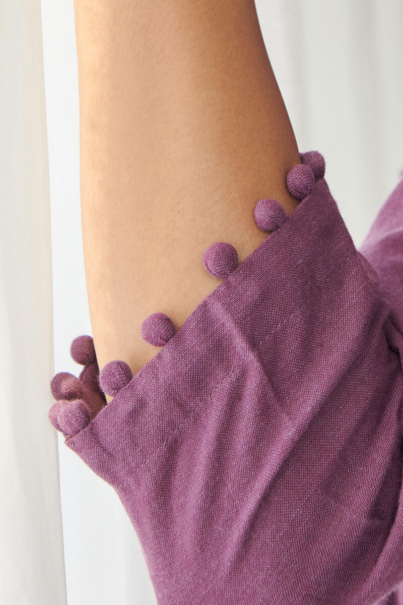 Kashida Purple Handloom Kurta - Image 6