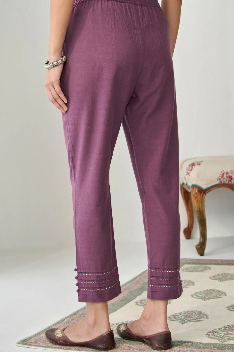 Kashida Purple Handloom Narrow Pants - Image 5