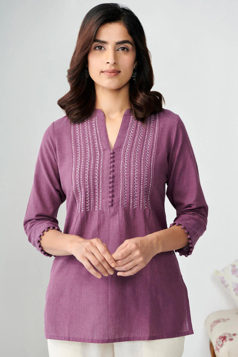 Kashida Purple Handloom Top