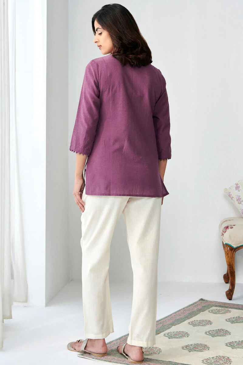 Kashida Purple Handloom Top - Image 5