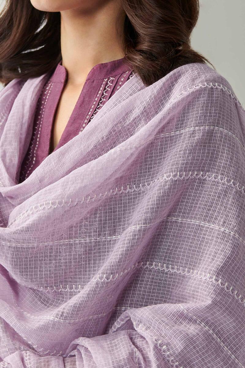 Kashida Purple Kota Dupatta - Image 2