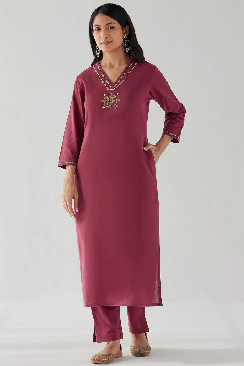 Kashida Sunhera Handloom Kurta - Image 2