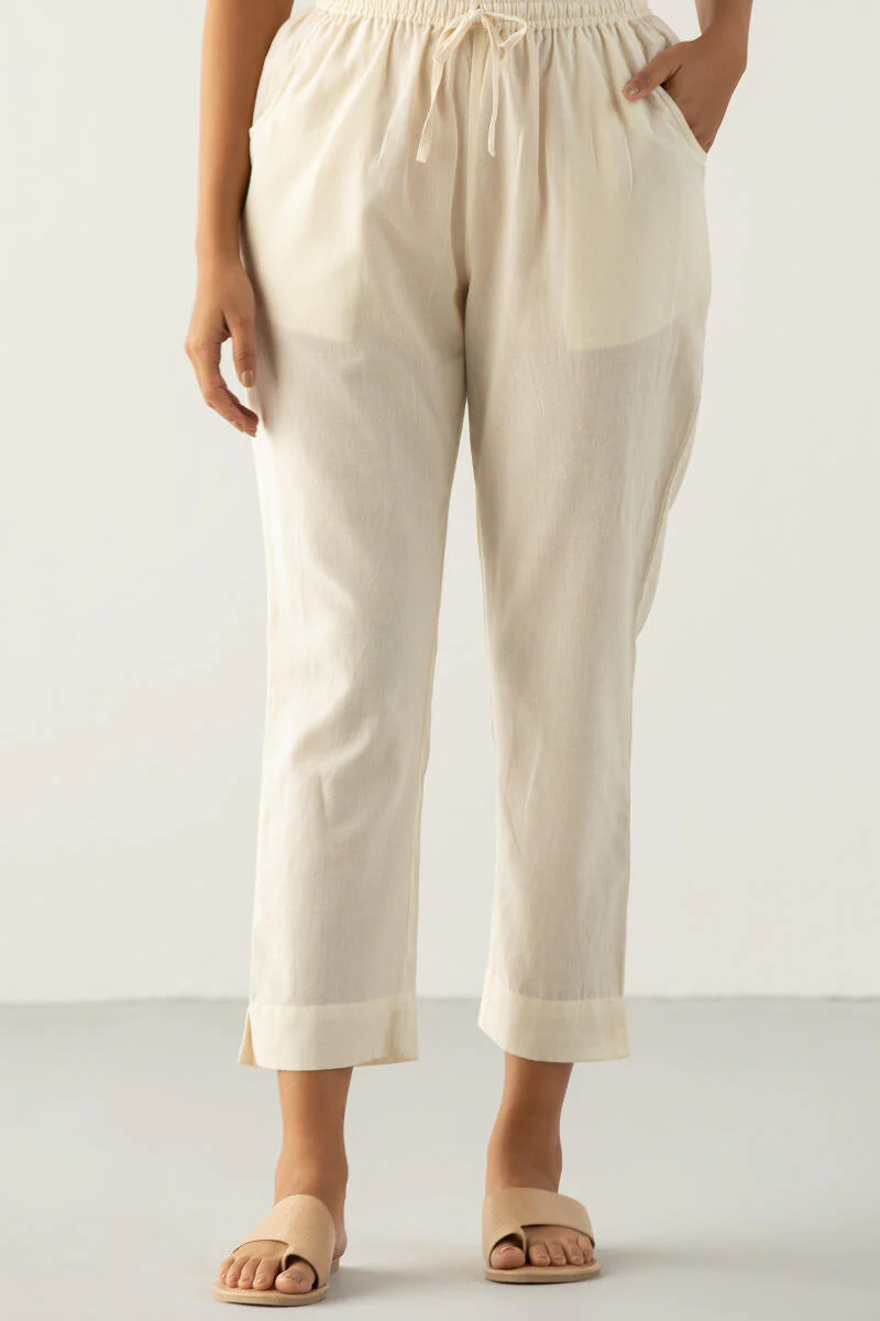 Kashida White Narrow Pants