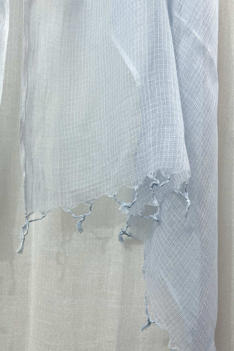 Light Blue Plain Dupatta - Image 4