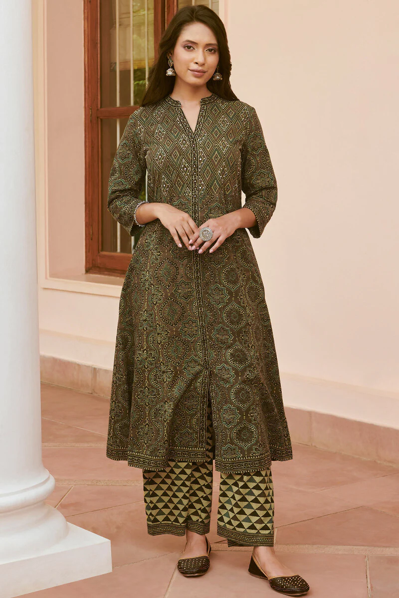 Mahroush Jia Ajrak Kurta - Image 2