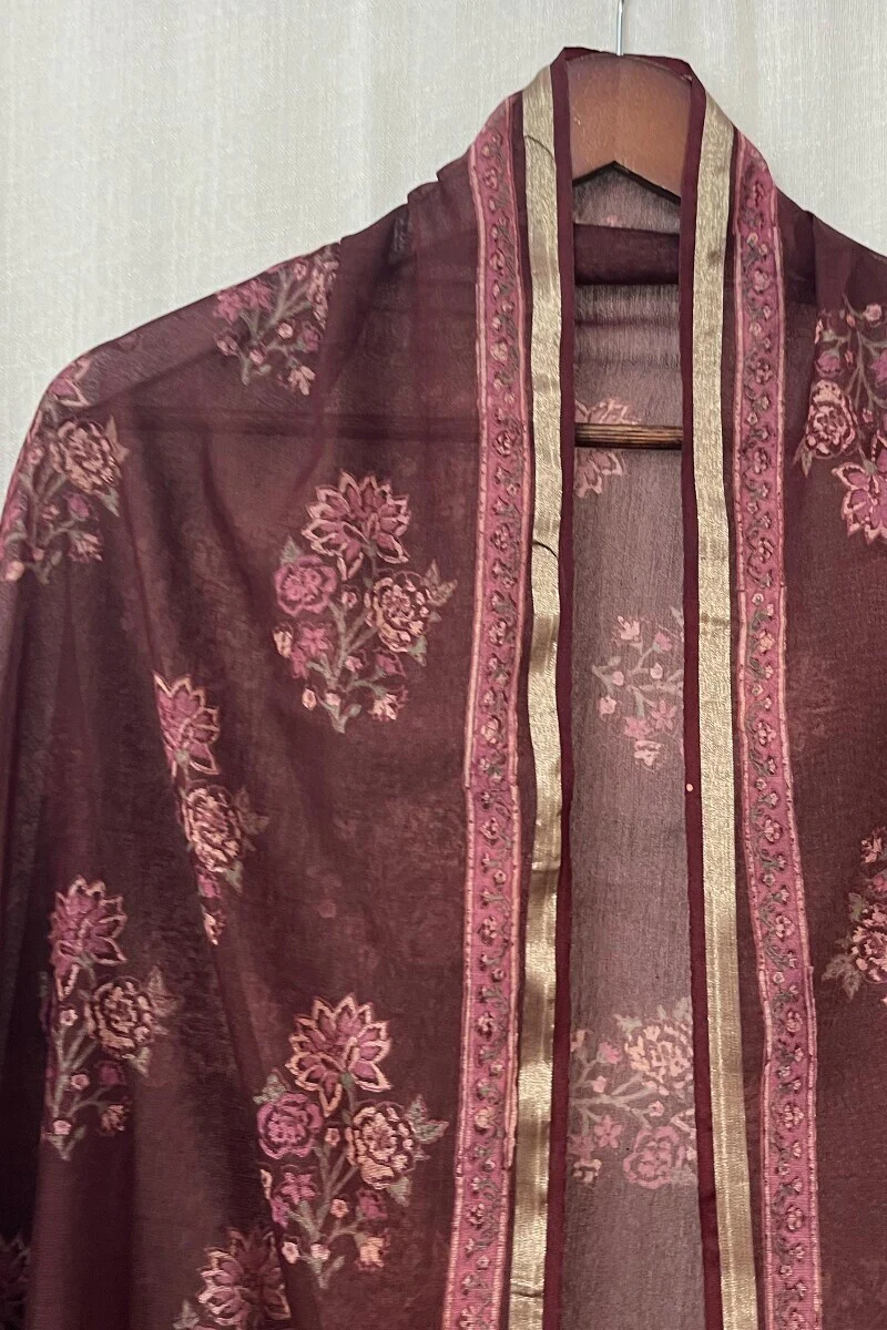 Maroon Chanderi Dupatta - Image 2