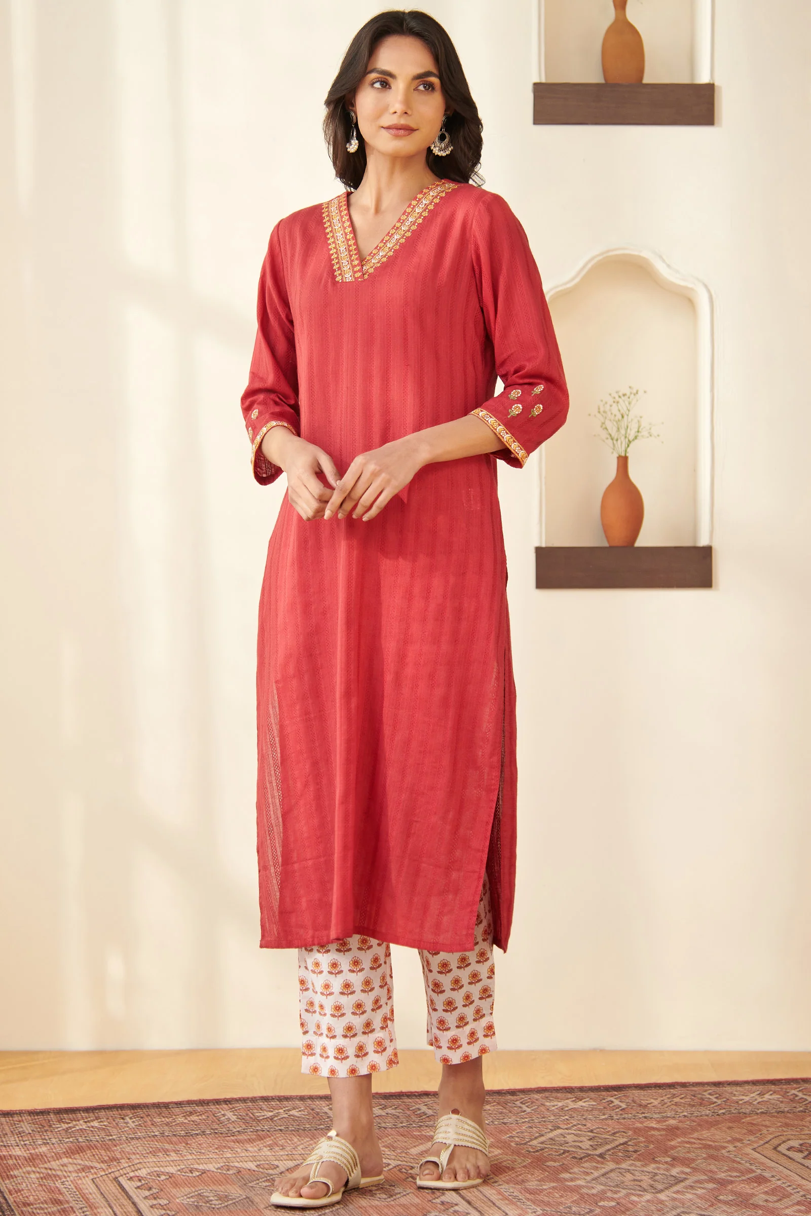Mehraab Mehr Red Kurta - Image 2