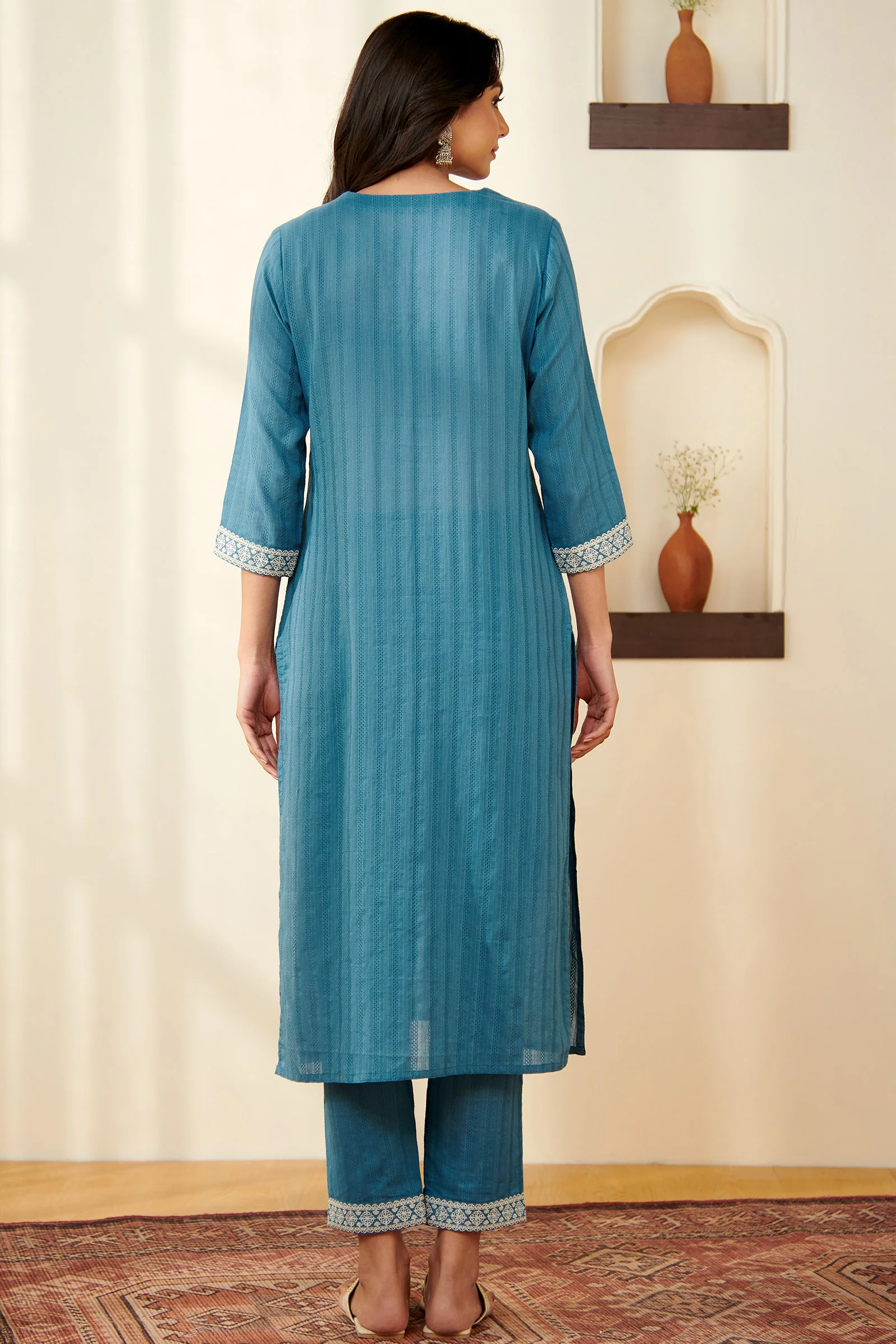 Mehraab Wahida Blue Kurta - Image 7