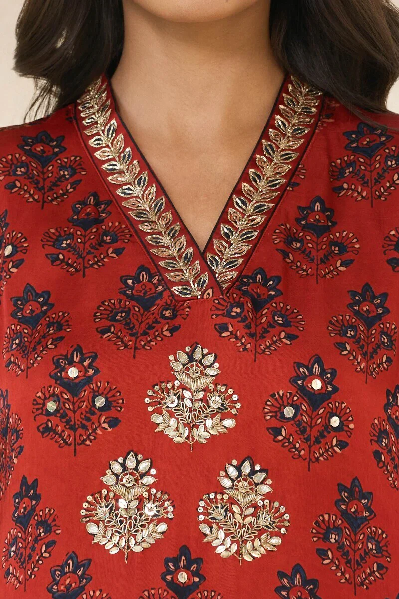 Surplus: Mehrunissa Aiza Ajrak Kurta - Image 4