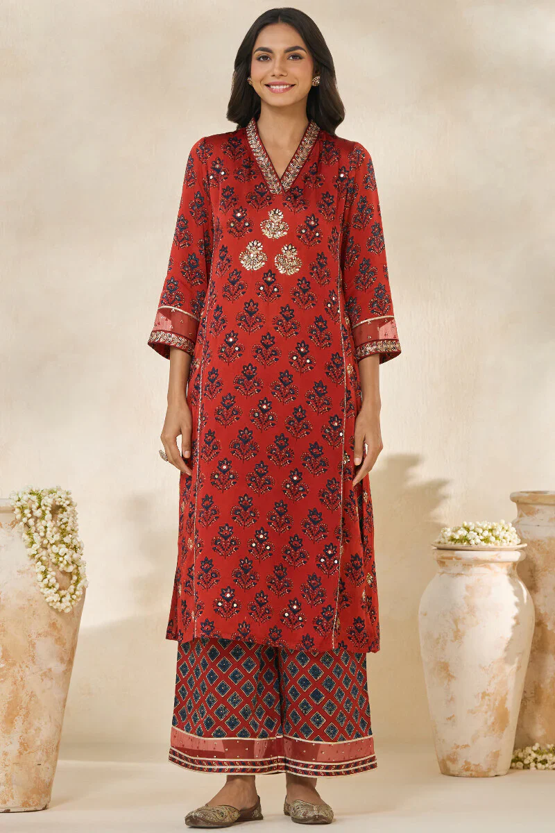 Surplus: Mehrunissa Aiza Ajrak Kurta - Image 5