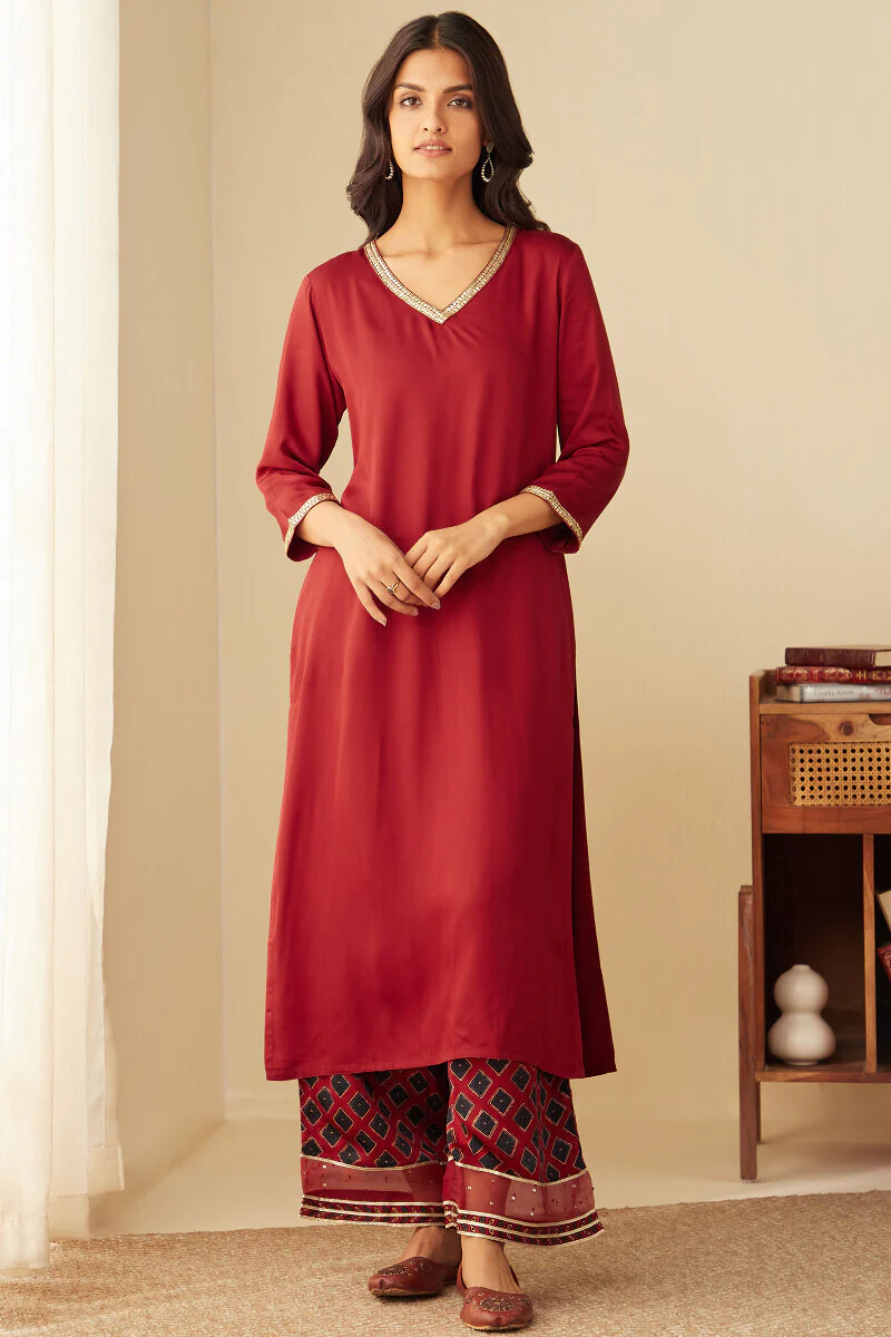 Mehrunissa Farah Red Kurta - Image 2