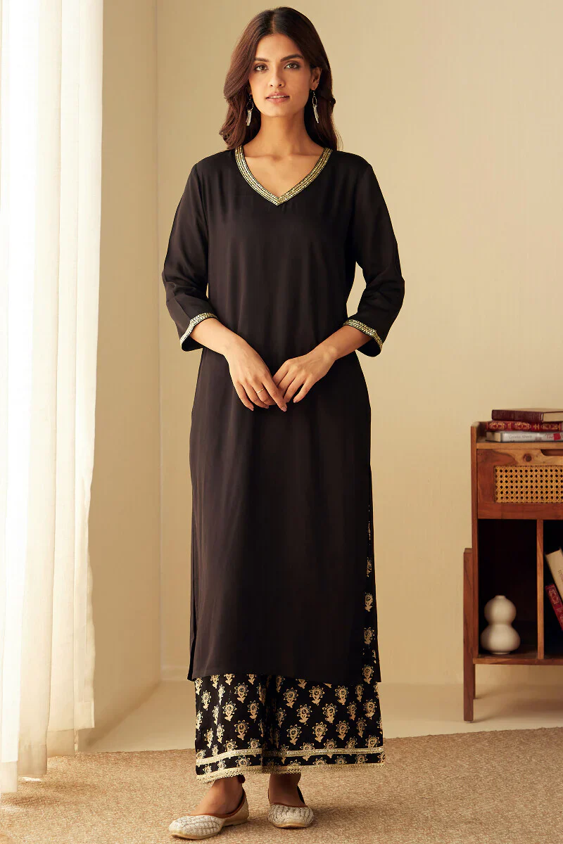 Mehrunissa Seher Black Modal Kurta - Image 2