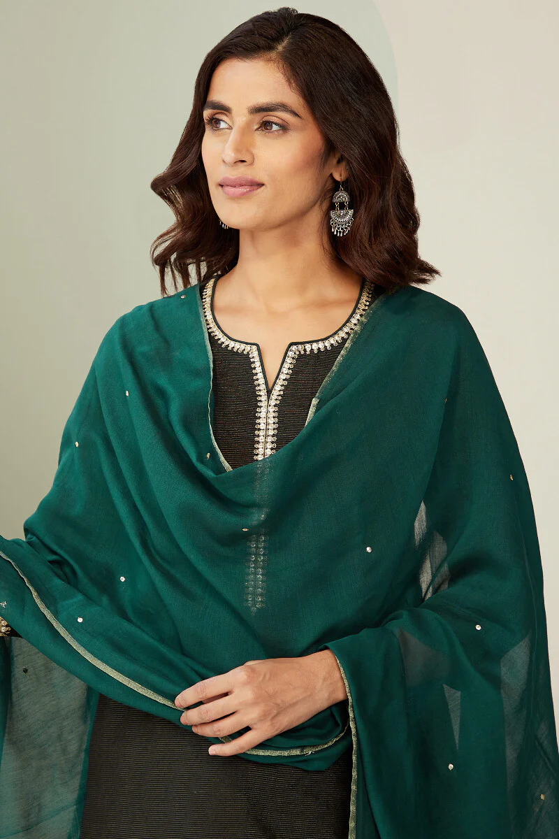 Mehrunissa Zeinab Green Chanderi Dupatta - Image 5