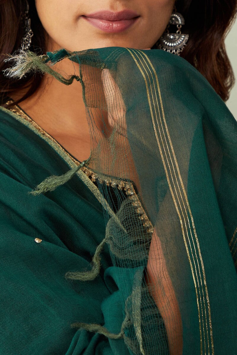Mehrunissa Zeinab Green Chanderi Dupatta - Image 6