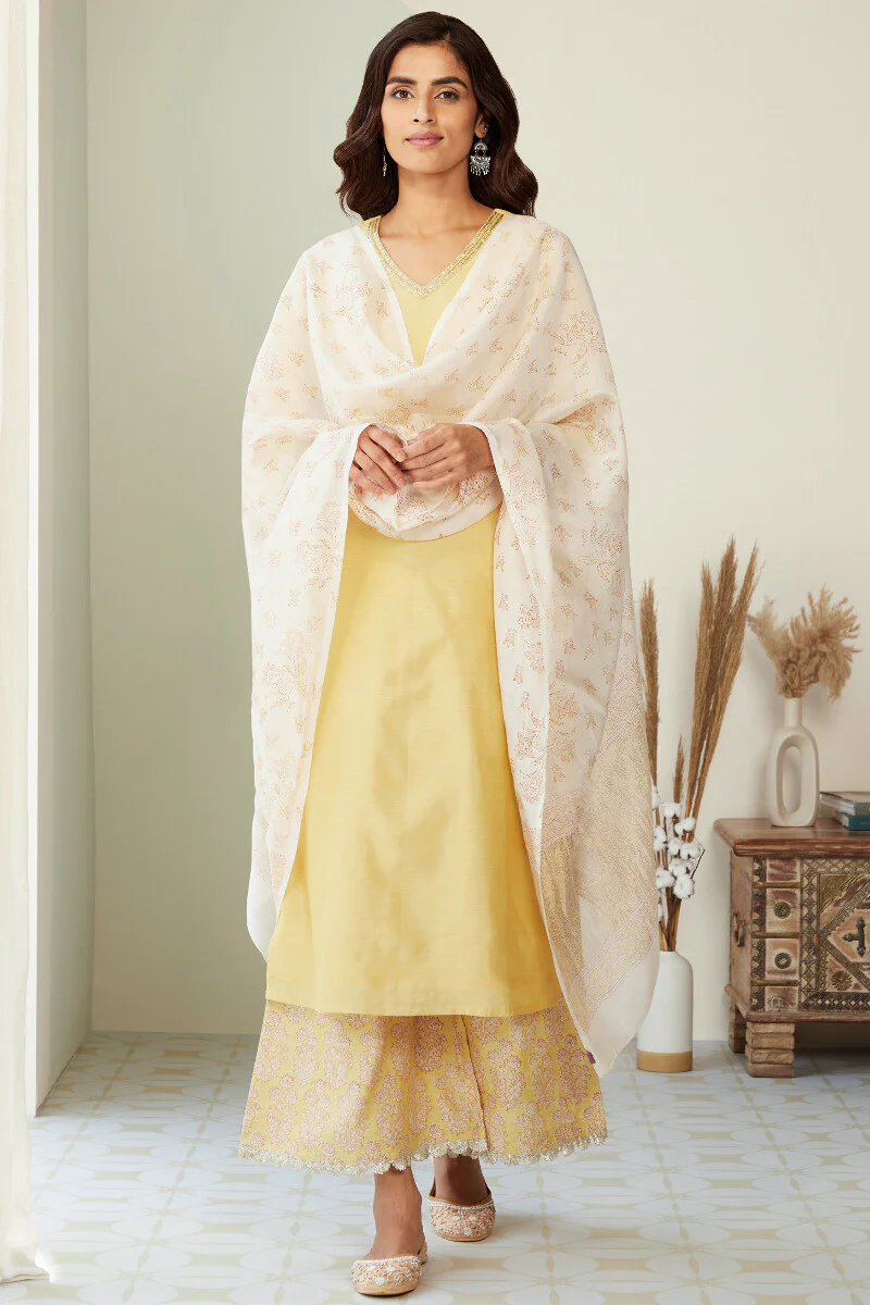 Mehrunissa Zeinab Yellow Chanderi Kurta - Image 4