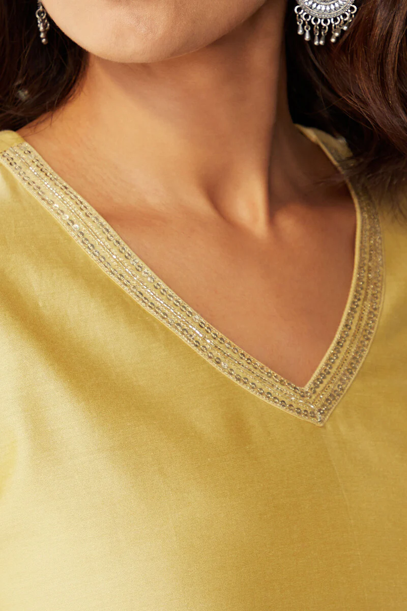 Mehrunissa Zeinab Yellow Chanderi Kurta - Image 5