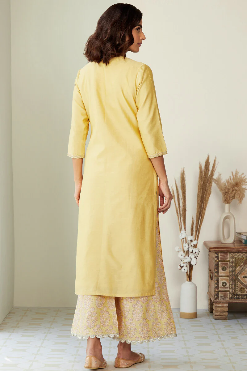Mehrunissa Zeinab Yellow Chanderi Kurta - Image 9
