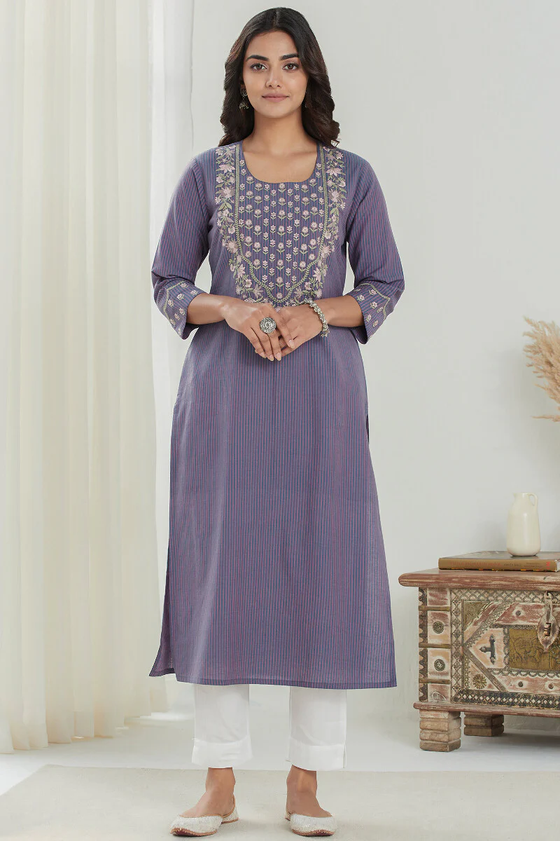 Naadirah Jia Purple Handloom Kurta - Image 2