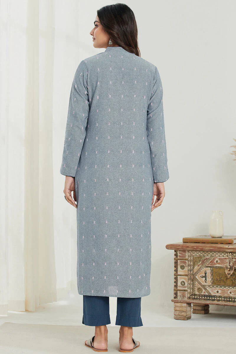 Naadirah Layla Blue Handloom Kurta - Image 7
