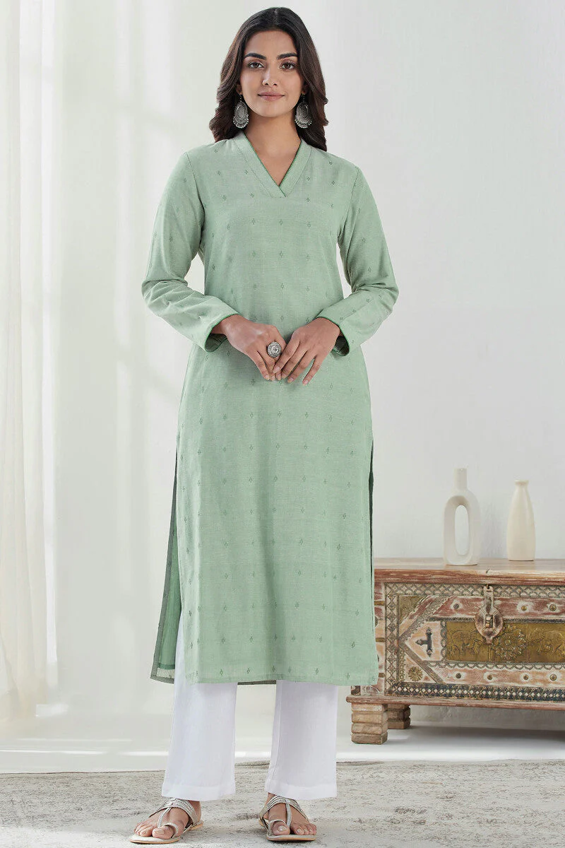 Naadirah Layla Green Handloom Kurta - Image 2