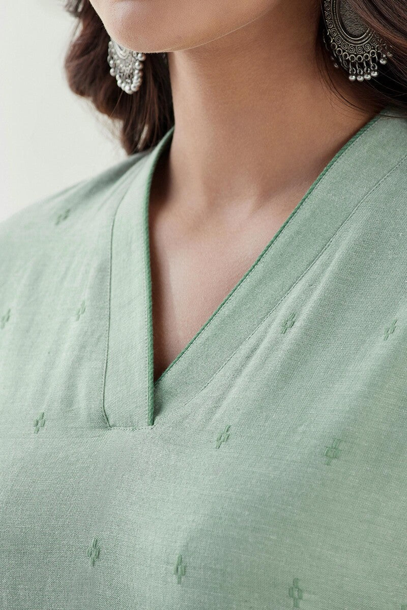 Naadirah Layla Green Handloom Kurta - Image 3
