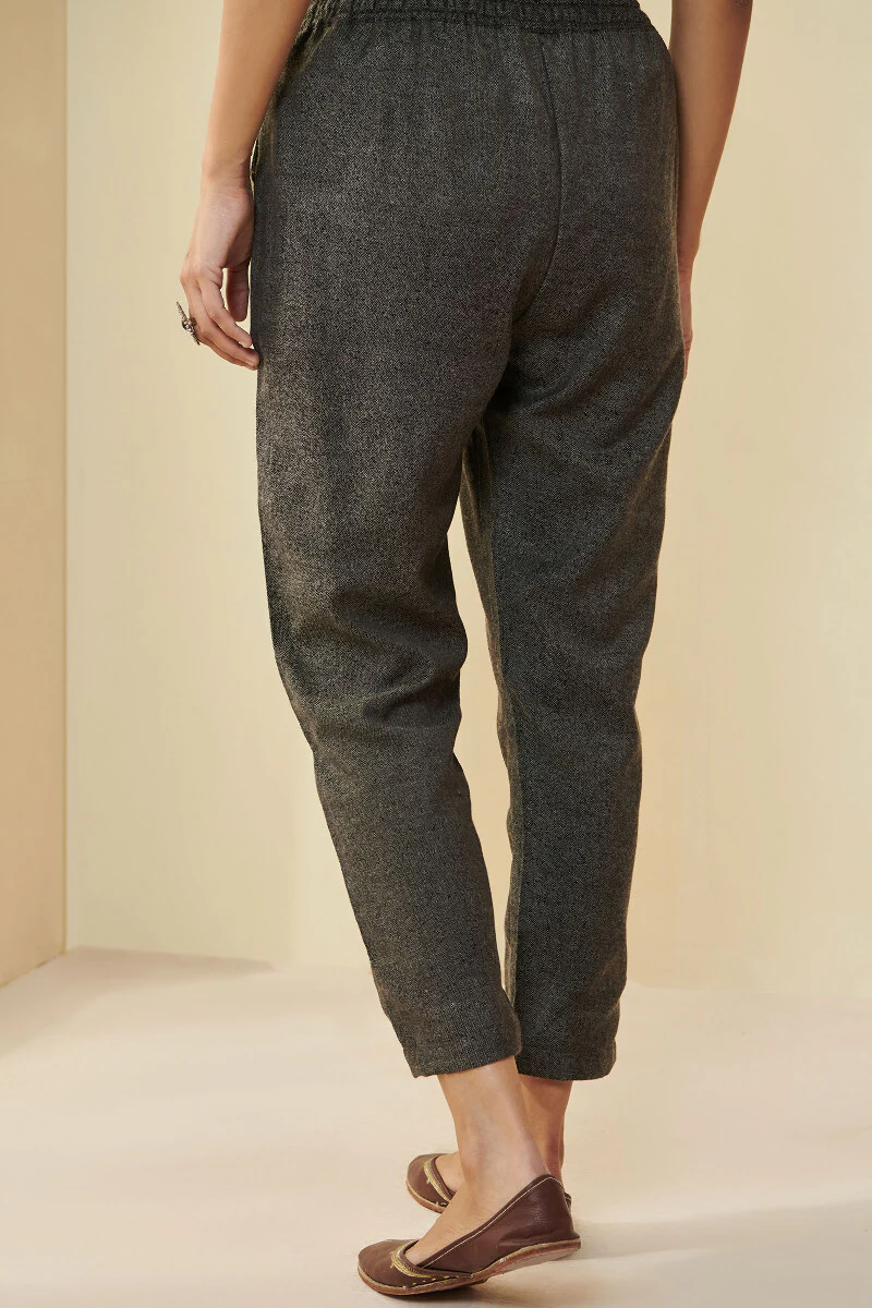Naadirah Ruhani Brown Faux Wool Narrow Pants - Image 4