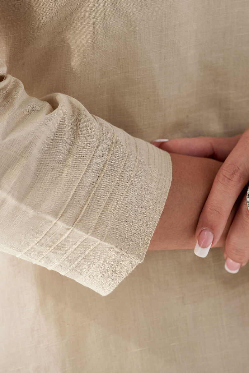 Naadirah Zoya Beige Cotton Linen Kurta - Image 5