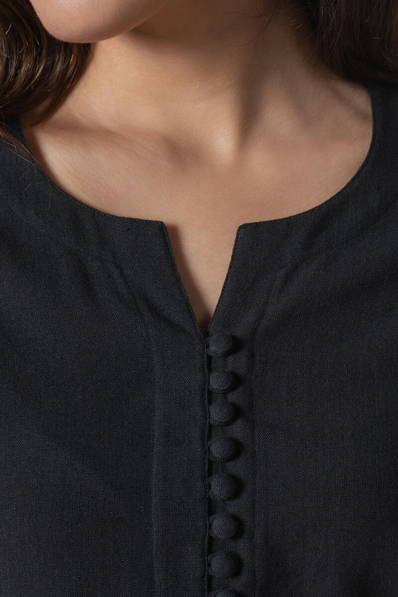 Naadirah Zoya Black Handloom Kurta - Image 3