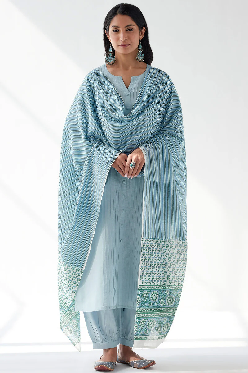 Naadirah Zoya Blue Rayon Slub Izhaar Pants - Image 3