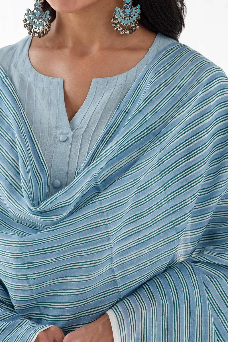 Naadirah Zoya Blue Sanganeri Dupatta - Image 2