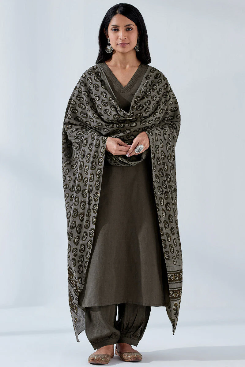 Naadirah Zoya Brown Dobby Izhaar Pants - Image 3