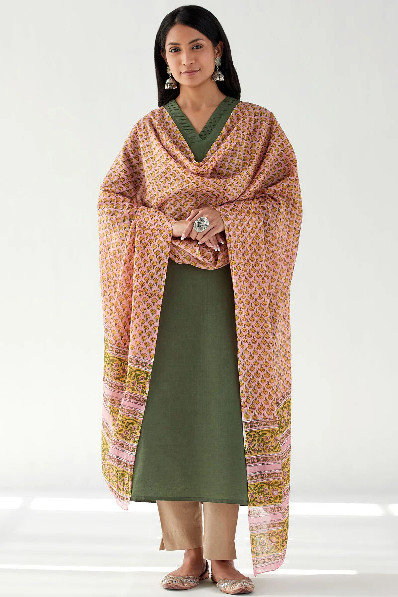 Naadirah Zoya Green Cotton Linen Kurta - Image 4