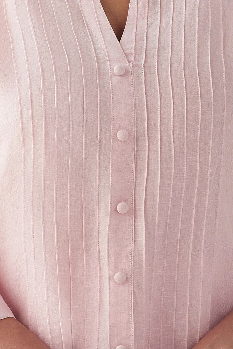 Naadirah Zoya Light Pink Cotton Linen Kurta - Image 6