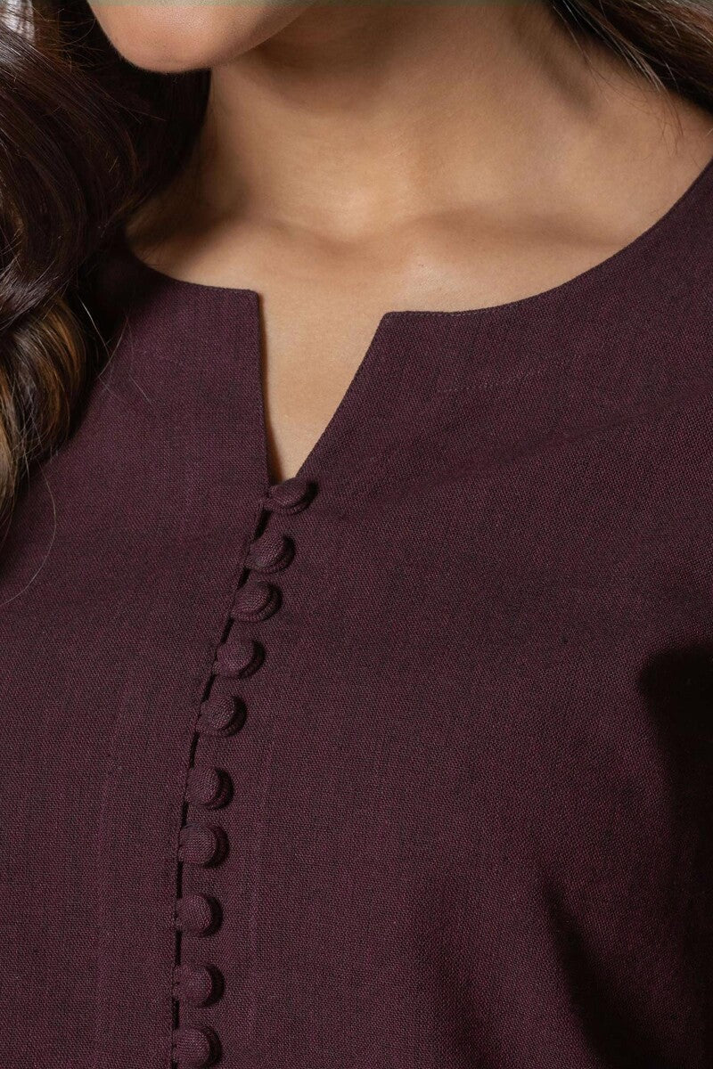 Naadirah Zoya Maroon Handloom Kurta - Image 3