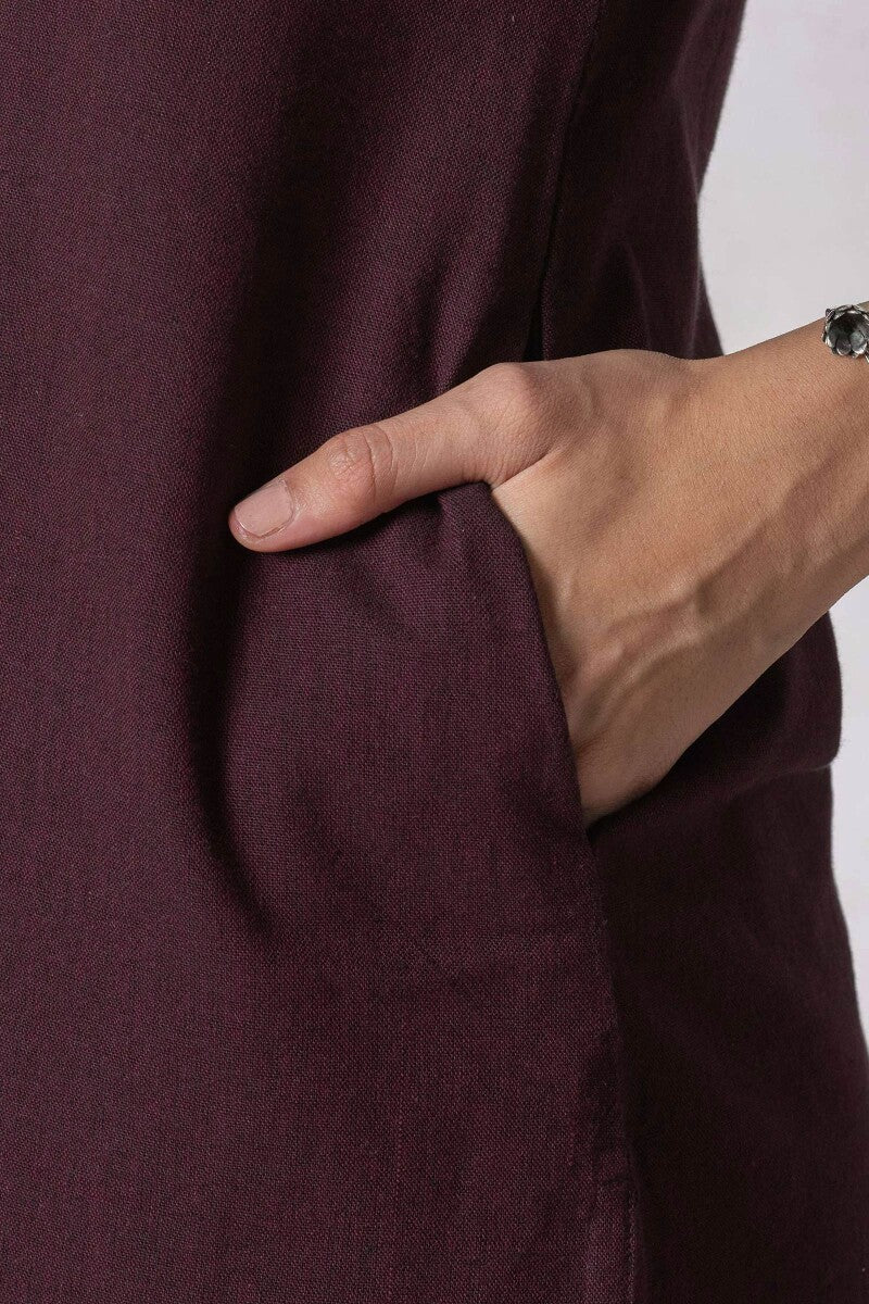 Naadirah Zoya Maroon Handloom Kurta - Image 4