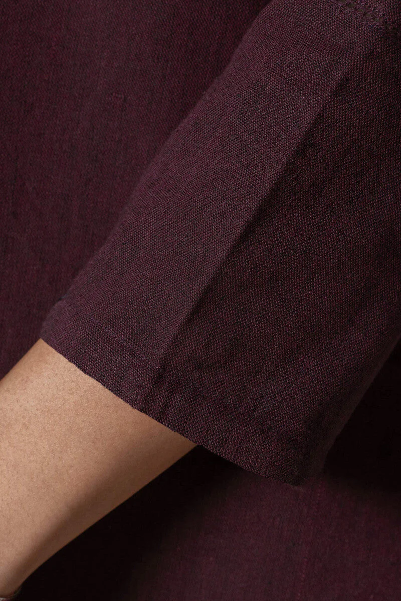 Naadirah Zoya Maroon Handloom Kurta - Image 5