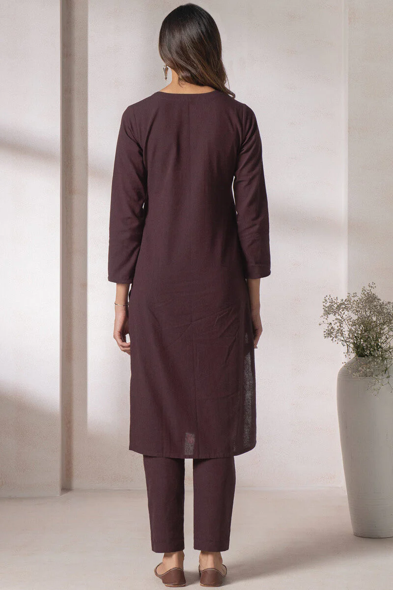 Naadirah Zoya Maroon Handloom Kurta - Image 6