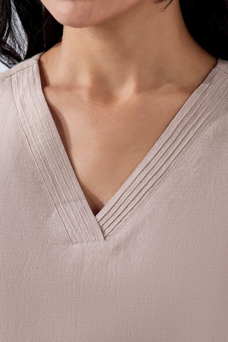 Naadirah Zoya Pink Cotton Linen Kurta - Image 3