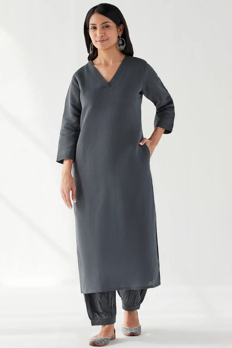Naadirah Zoya Sage Blue Dobby Izhaar Pants - Image 3