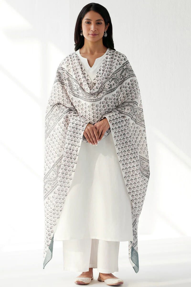 Naadirah Zoya White Cotton Linen Kurta - Image 4