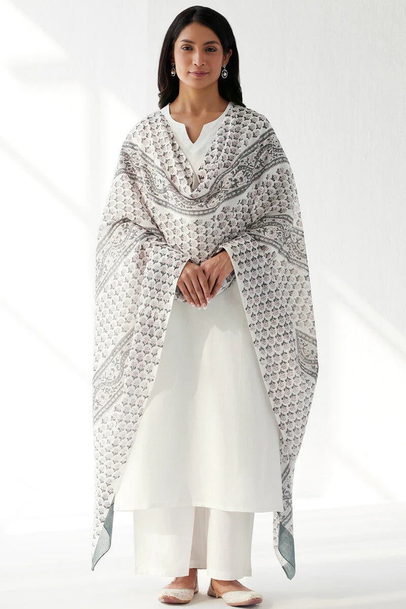 Naadirah Zoya White Cotton Linen Kurta - Image 4