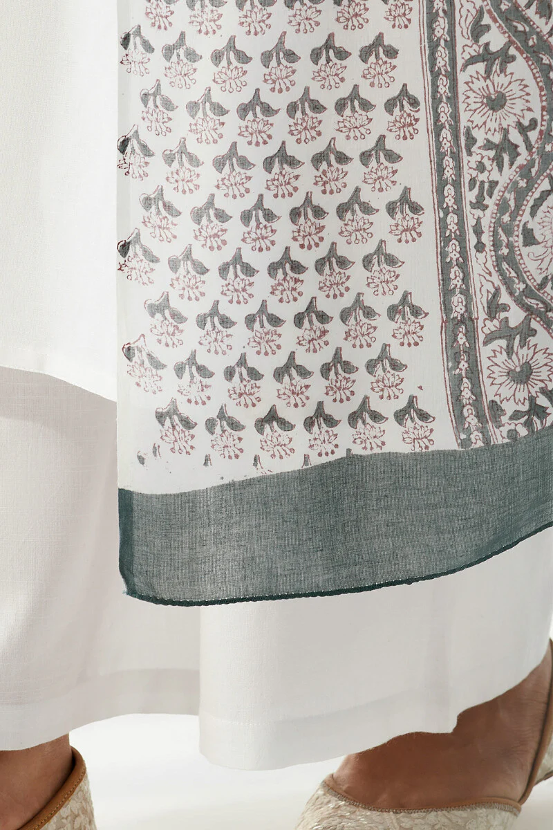 Naadirah Zoya White Sanganeri Dupatta - Image 5
