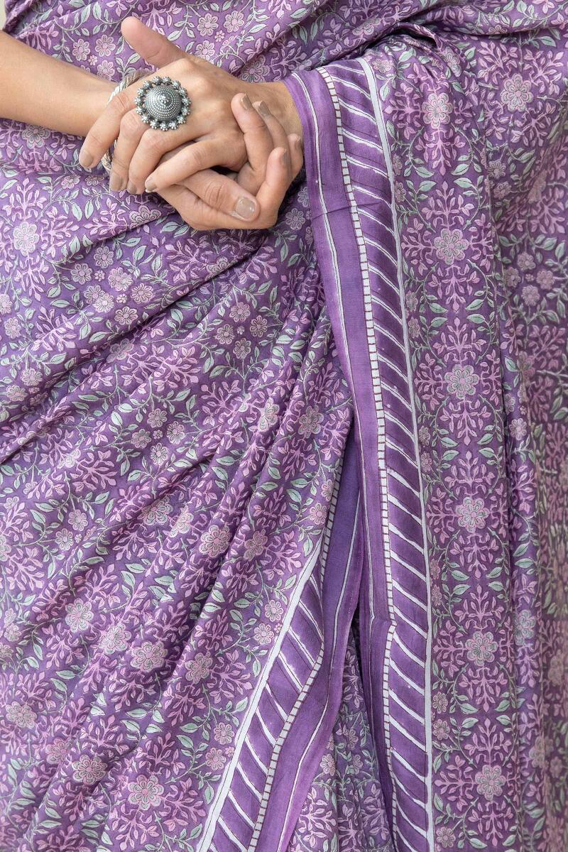 Nasrine Aisha Sanganeri Cotton Silk Saree - Image 4