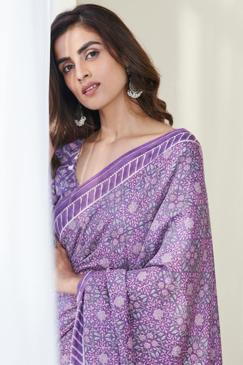 Nasrine Aisha Sanganeri Cotton Silk Saree - Image 7