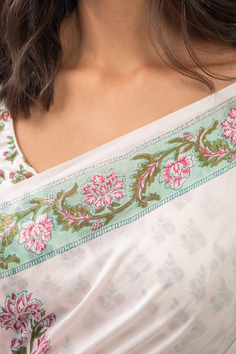 Nasrine Aiza Chanderi Sanganeri Saree - Image 3